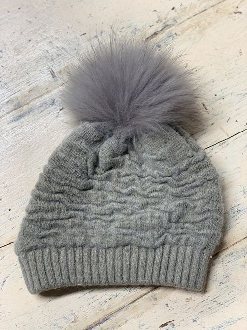 Hovedbilde Natures Collection olivengrønn lue med pels 50% ...