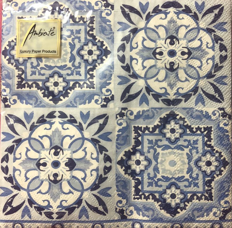 Servietter lunsj tiles blue